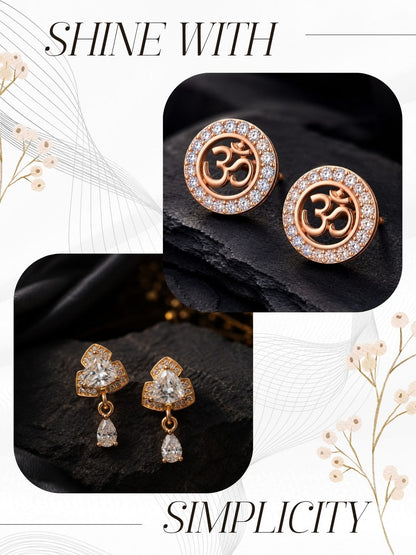 Elegant Sparkling Stone Stud Earrings Combo for Women and Girls