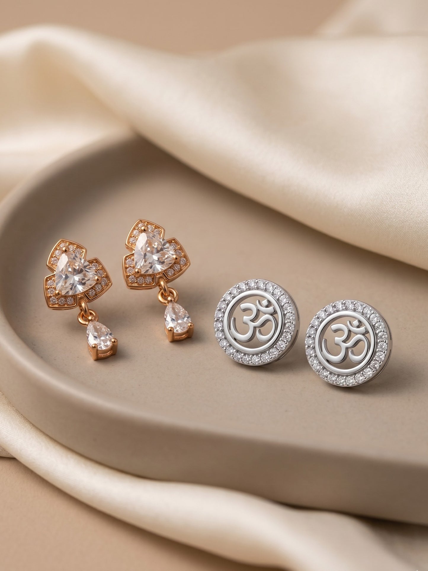 Elegant Sparkling Stone Stud Earrings Combo for Women and Girls