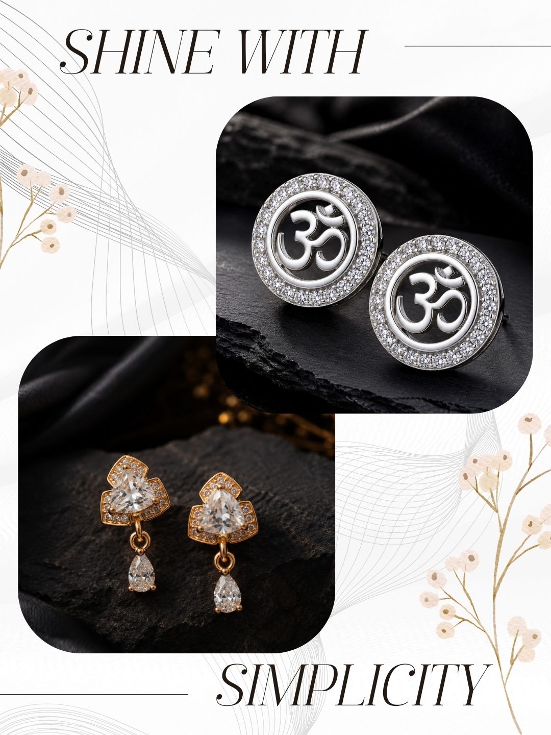 Elegant Sparkling Stone Stud Earrings Combo for Women and Girls