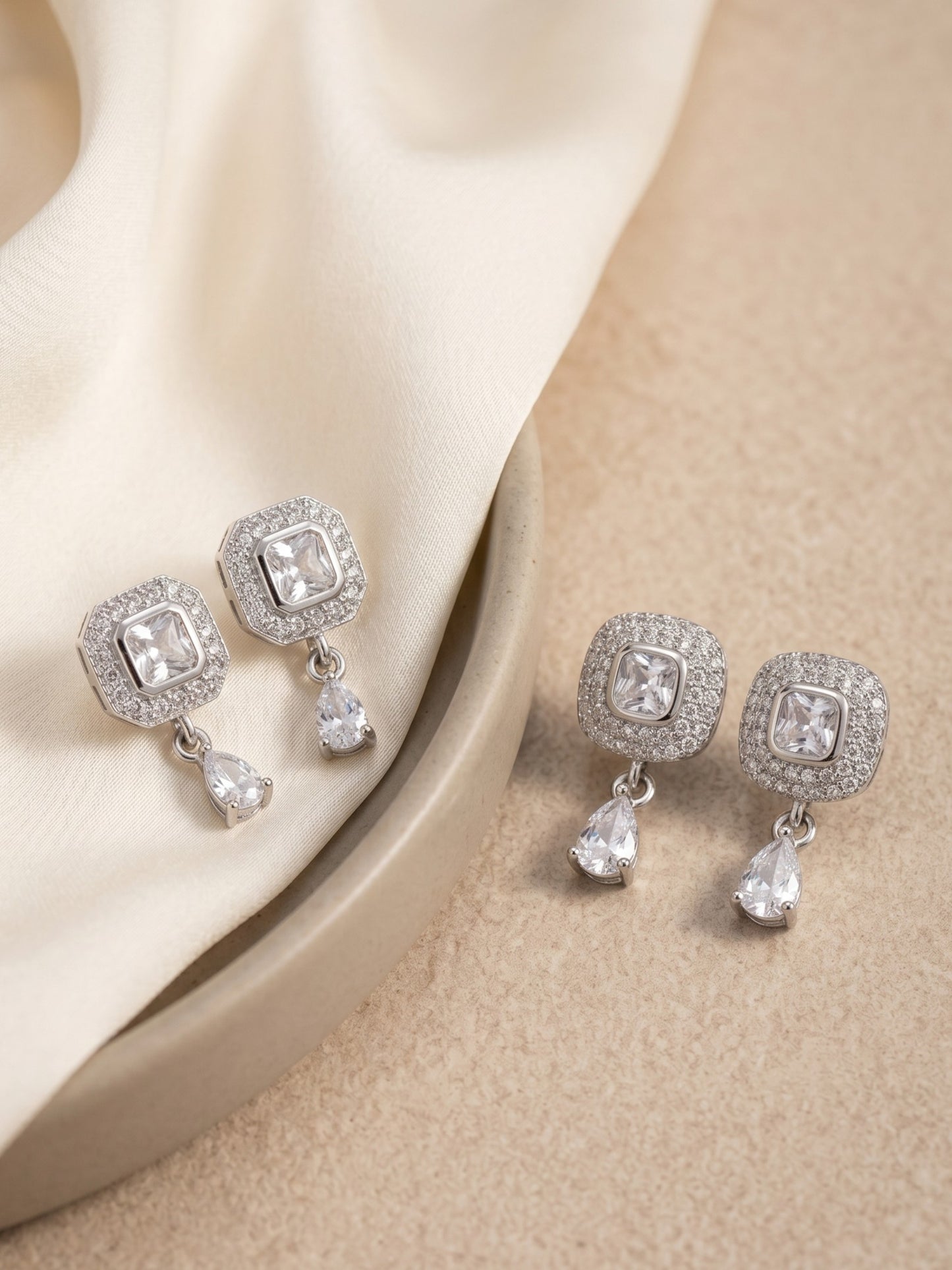 Elegant Sparkling Stone Stud Earrings Combo for Women and Girls