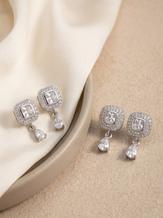Elegant Sparkling Stone Stud Earrings Combo for Women and Girls