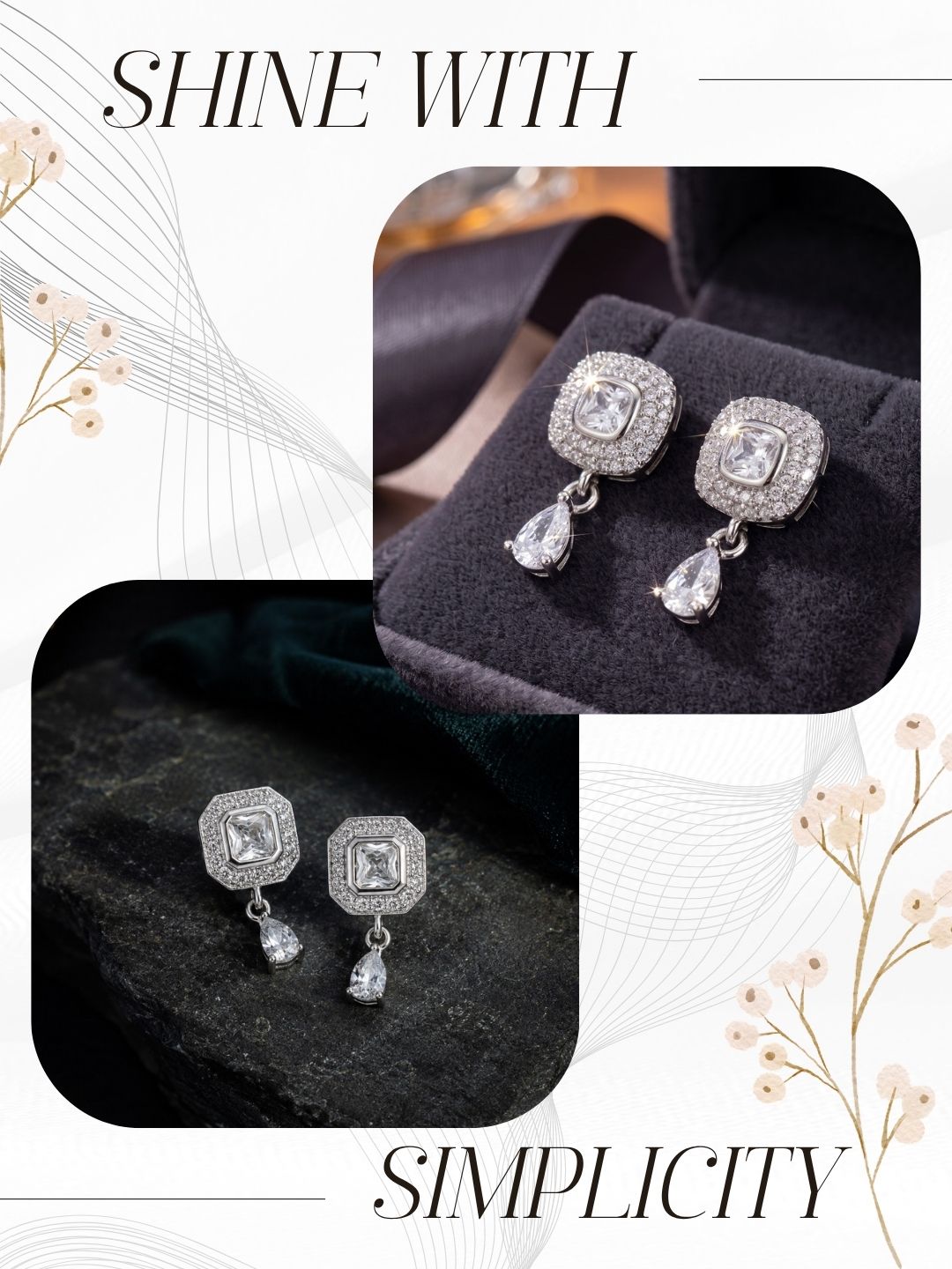 Elegant Sparkling Stone Stud Earrings Combo for Women and Girls