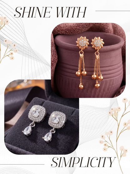 Elegant Sparkling Stone Stud Earrings Combo for Women and Girls