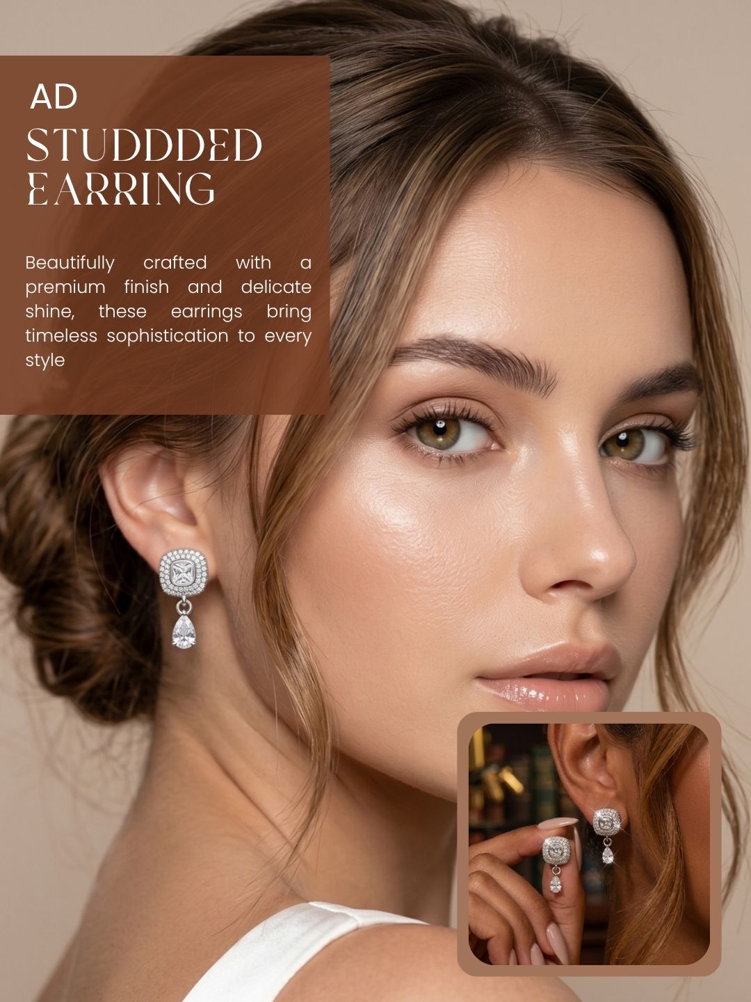 Elegant Sparkling Stone Stud Earrings Combo for Women and Girls