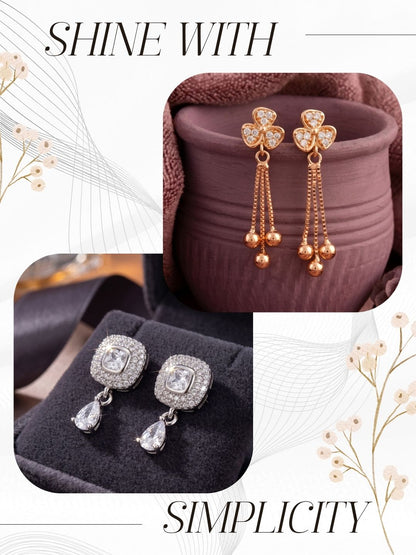 Elegant Sparkling Stone Stud Earrings Combo for Women and Girls