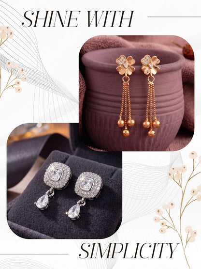 Elegant Sparkling Stone Stud Earrings Combo for Women and Girls