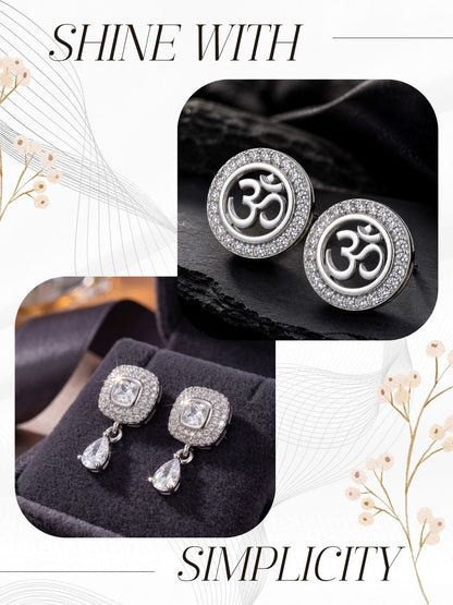 Elegant Sparkling Stone Stud Earrings Combo for Women and Girls