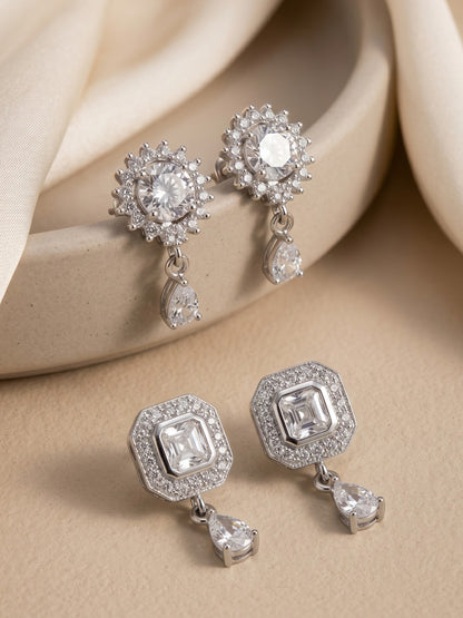 Elegant Sparkling Stone Stud Earrings Combo for Women and Girls