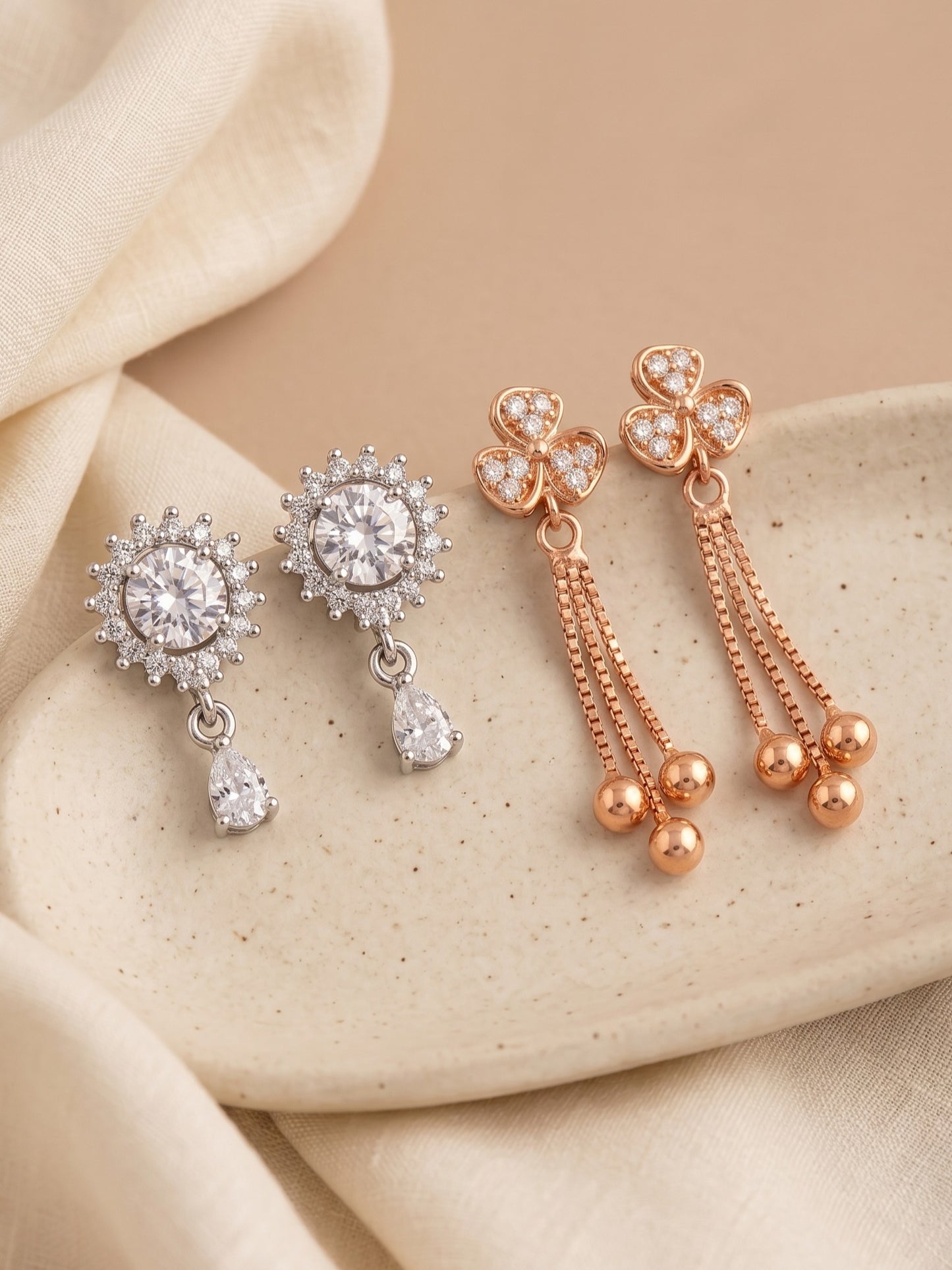 Elegant Sparkling Stone Stud Earrings Combo for Women and Girls