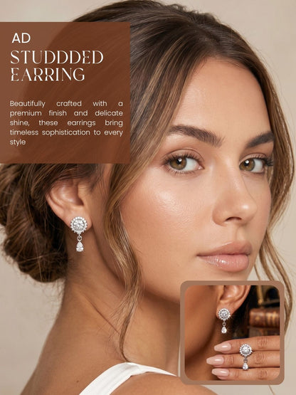 Elegant Sparkling Stone Stud Earrings Combo for Women and Girls