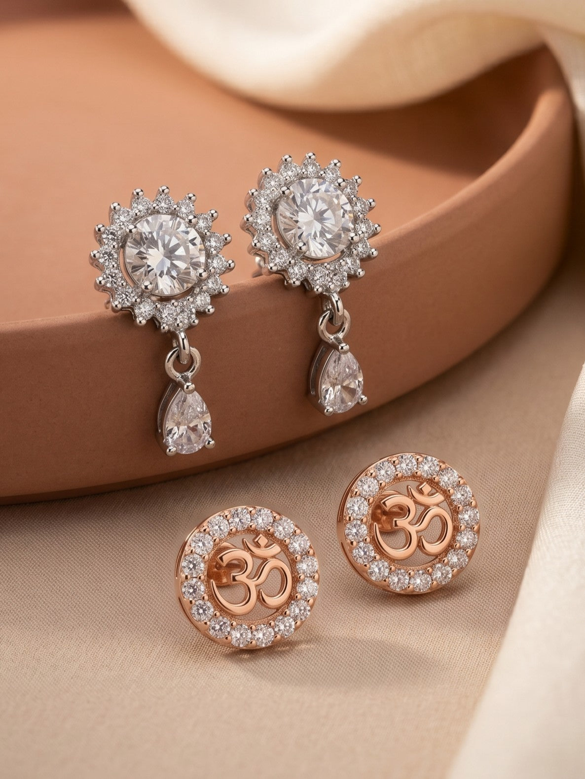 Elegant Sparkling Stone Stud Earrings Combo for Women and Girls