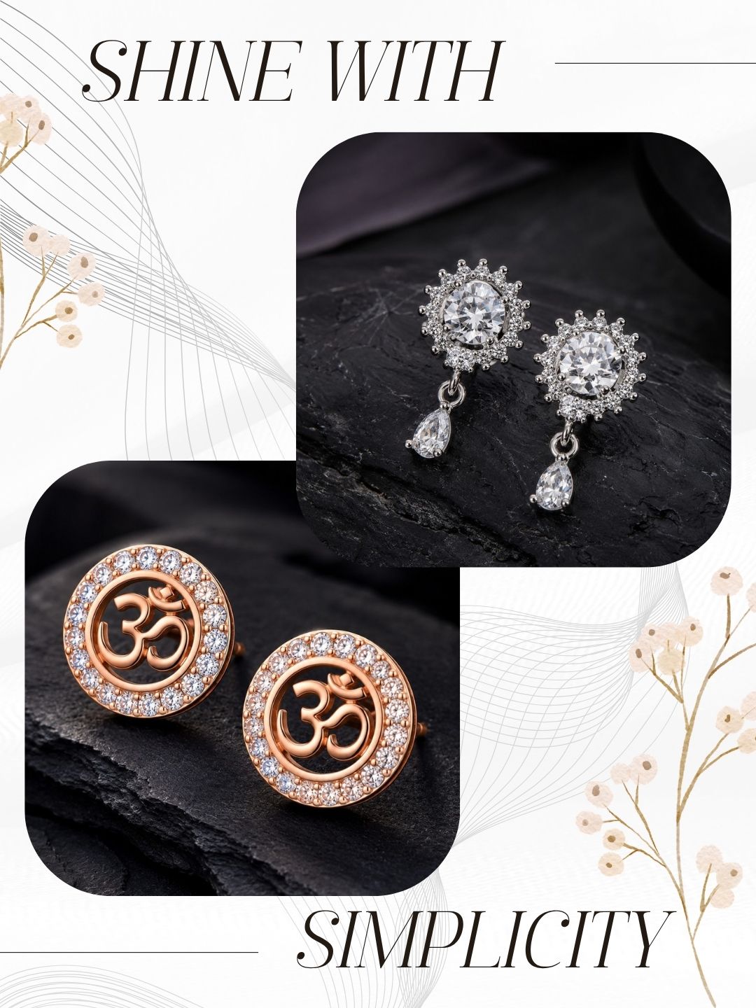 Elegant Sparkling Stone Stud Earrings Combo for Women and Girls