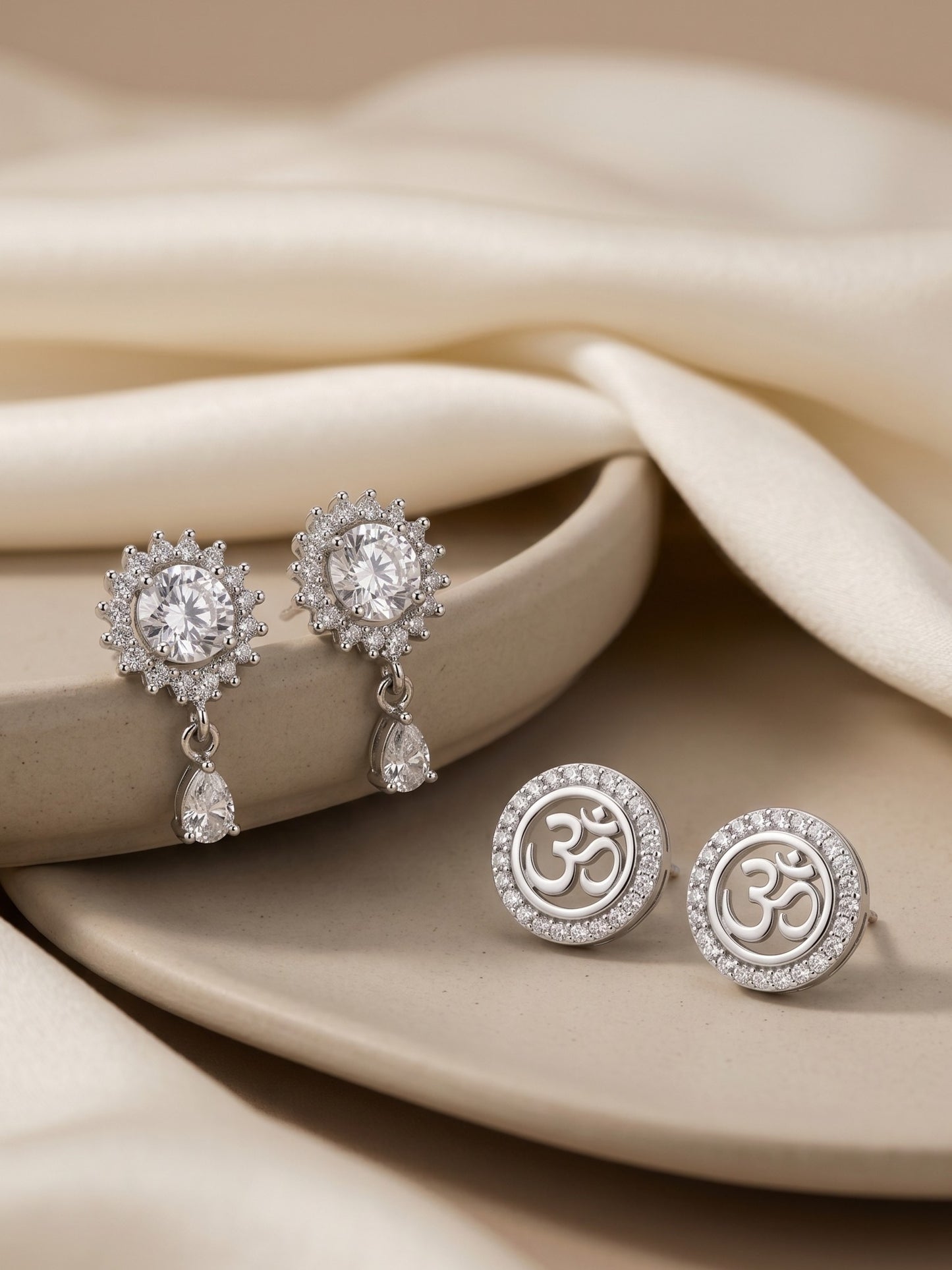 Elegant Sparkling Stone Stud Earrings Combo for Women and Girls