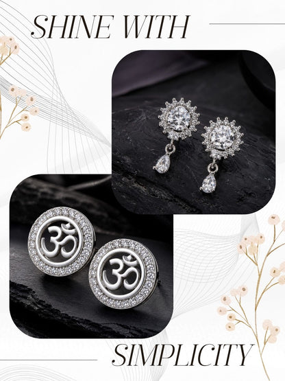 Elegant Sparkling Stone Stud Earrings Combo for Women and Girls