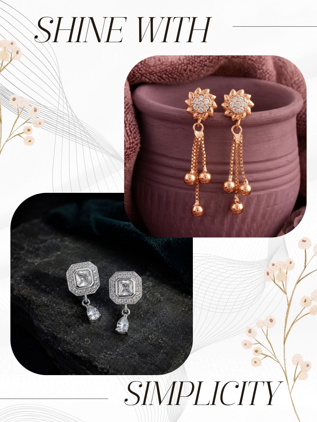 Elegant Sparkling Stone Stud Earrings Combo for Women and Girls
