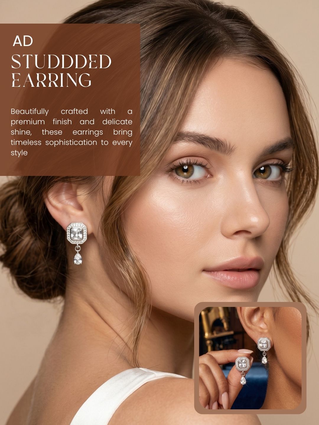 Elegant Sparkling Stone Stud Earrings Combo for Women and Girls