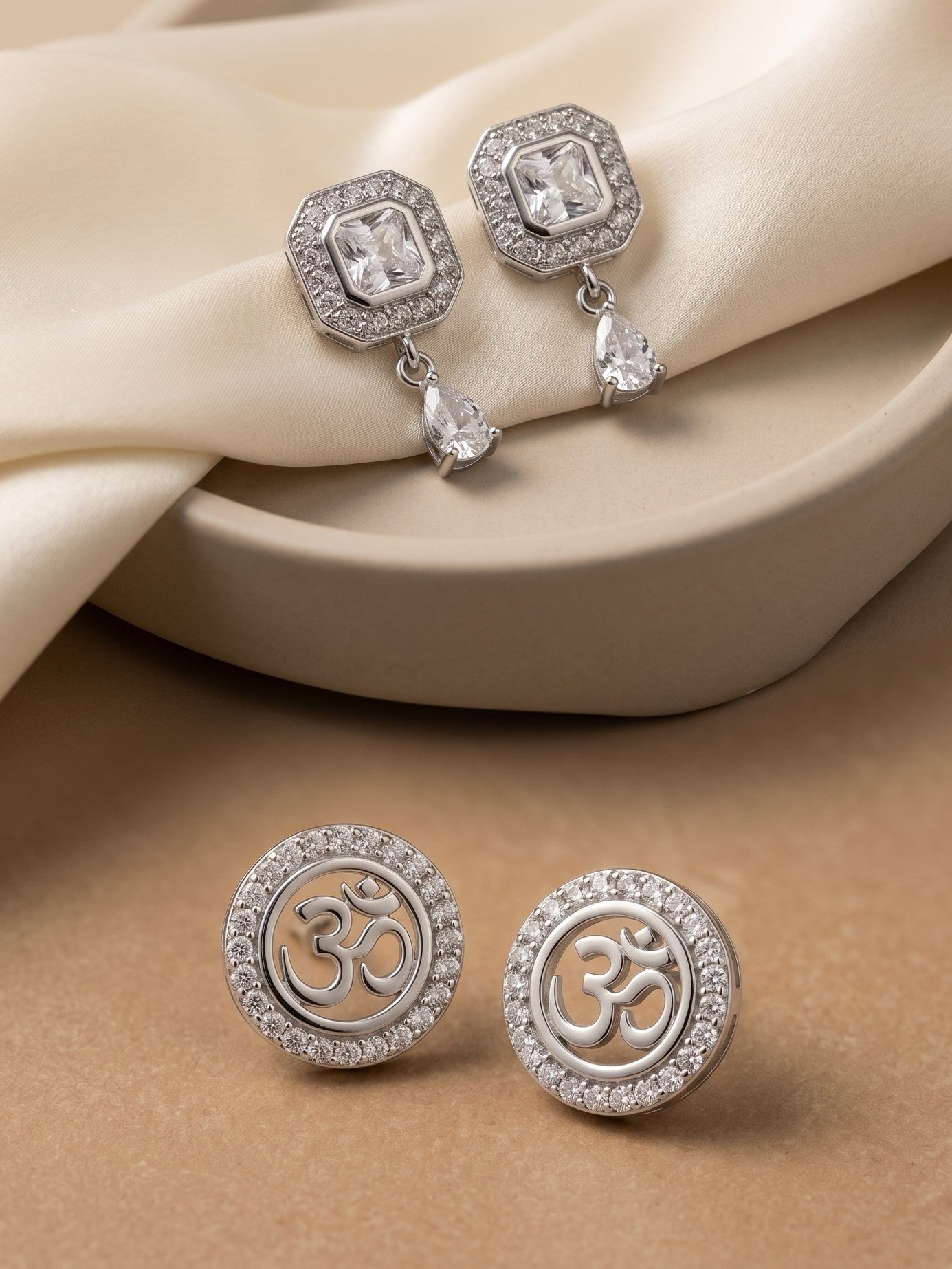 Elegant Sparkling Stone Stud Earrings Combo for Women and Girls