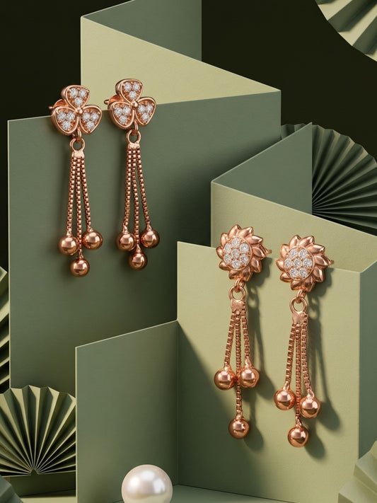 Elegant Sparkling Stone Stud Earrings Combo for Women and Girls