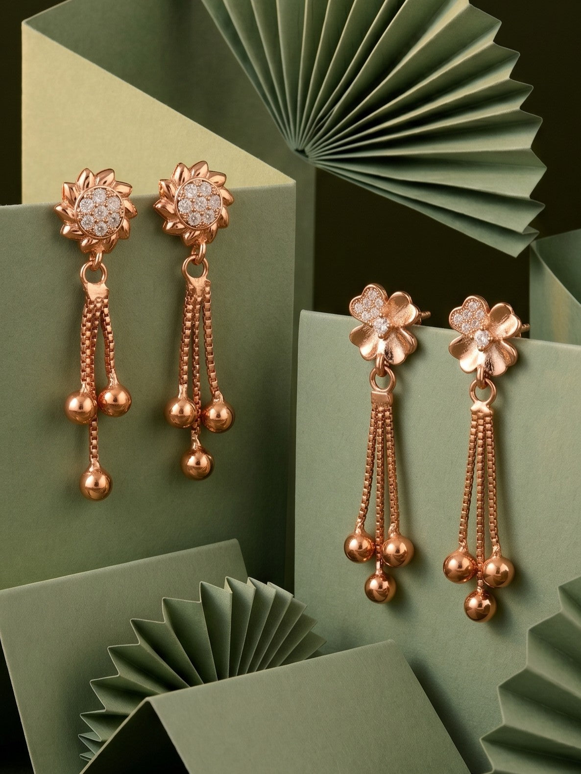 Elegant Sparkling Stone Stud Earrings Combo for Women and Girls