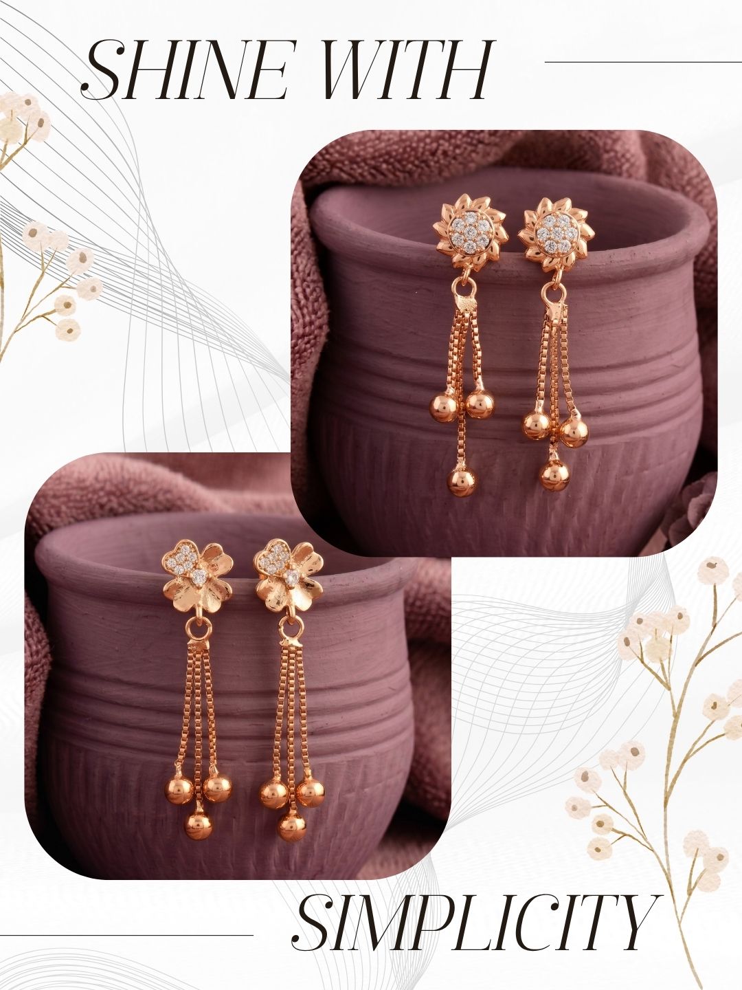 Elegant Sparkling Stone Stud Earrings Combo for Women and Girls