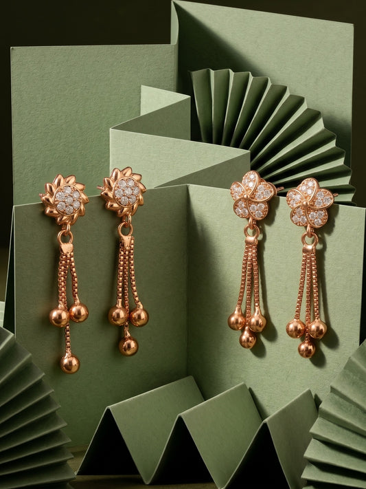Elegant Sparkling Stone Stud Earrings Combo for Women and Girls