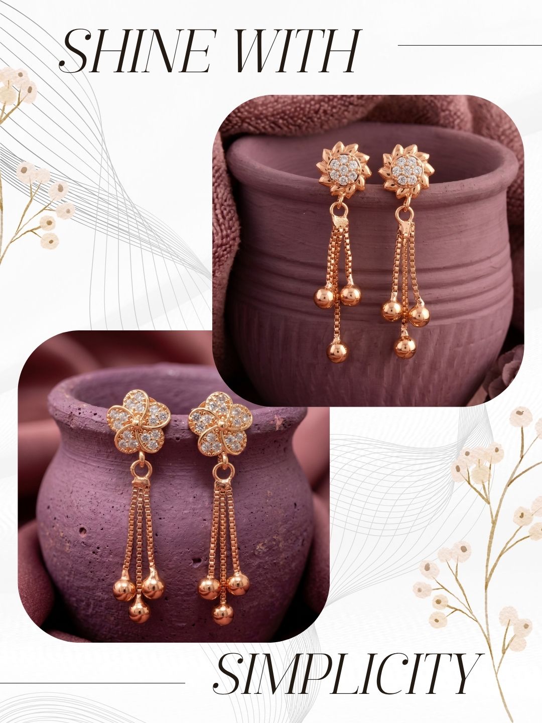 Elegant Sparkling Stone Stud Earrings Combo for Women and Girls