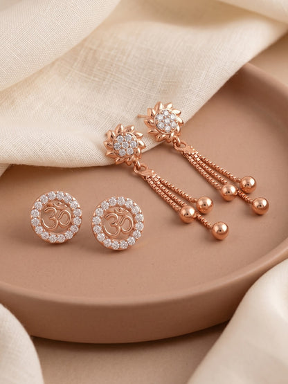 Elegant Sparkling Stone Stud Earrings Combo for Women and Girls
