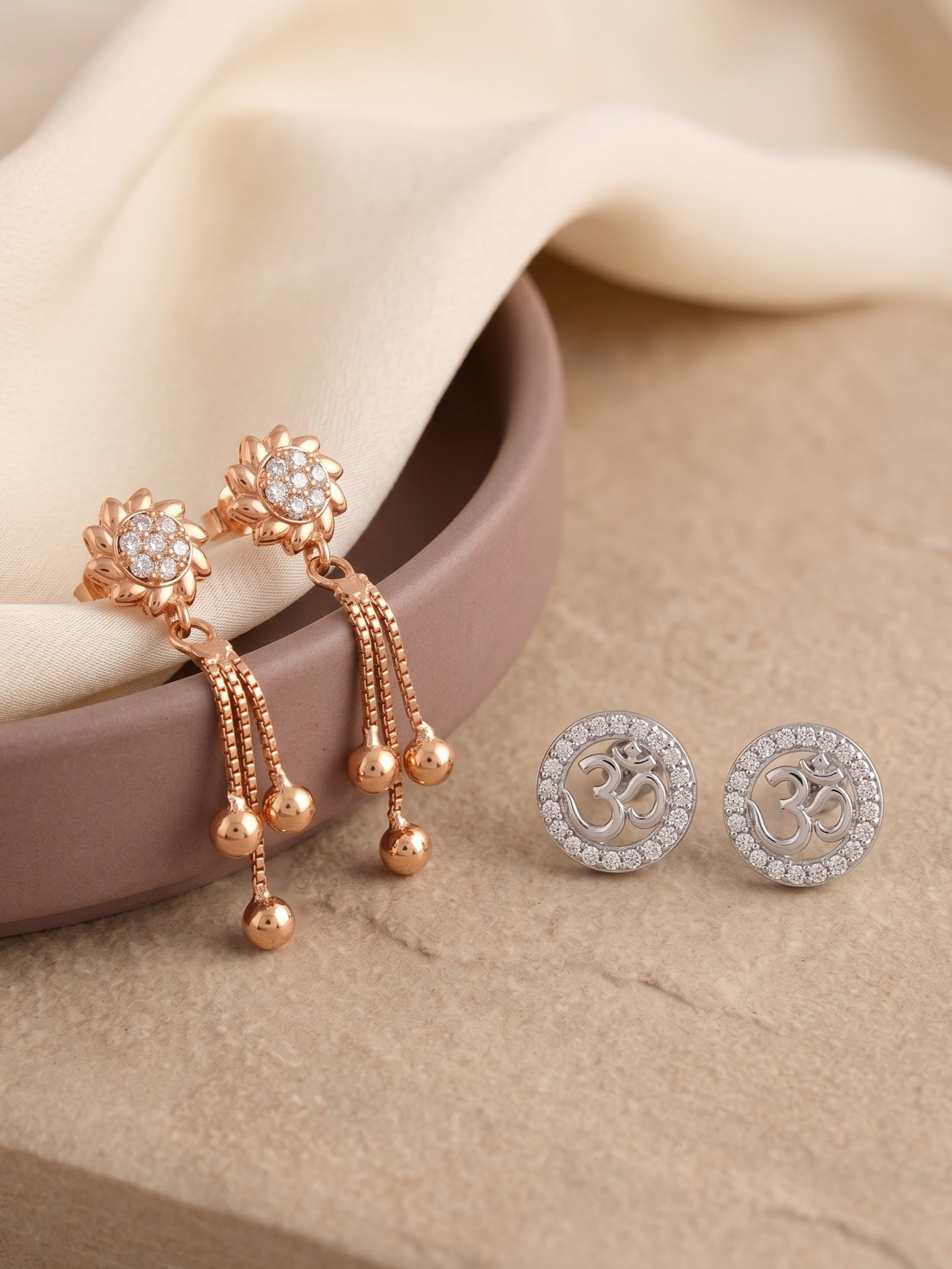Elegant Sparkling Stone Stud Earrings Combo for Women and Girls