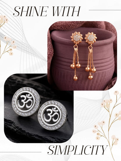 Elegant Sparkling Stone Stud Earrings Combo for Women and Girls