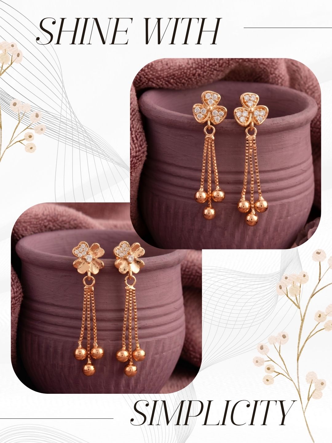 Elegant Sparkling Stone Stud Earrings Combo for Women and Girls