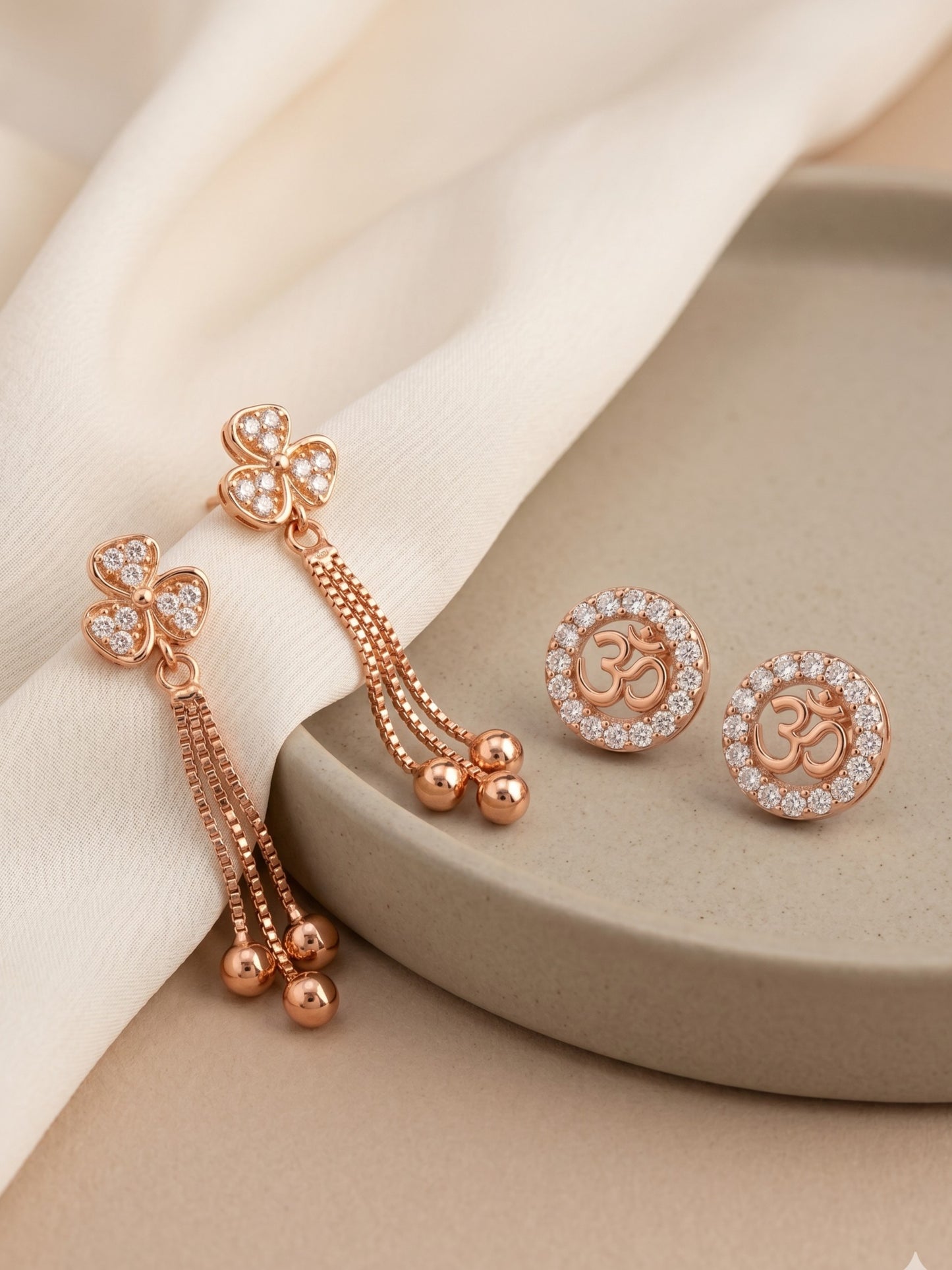 Elegant Sparkling Stone Stud Earrings Combo for Women and Girls