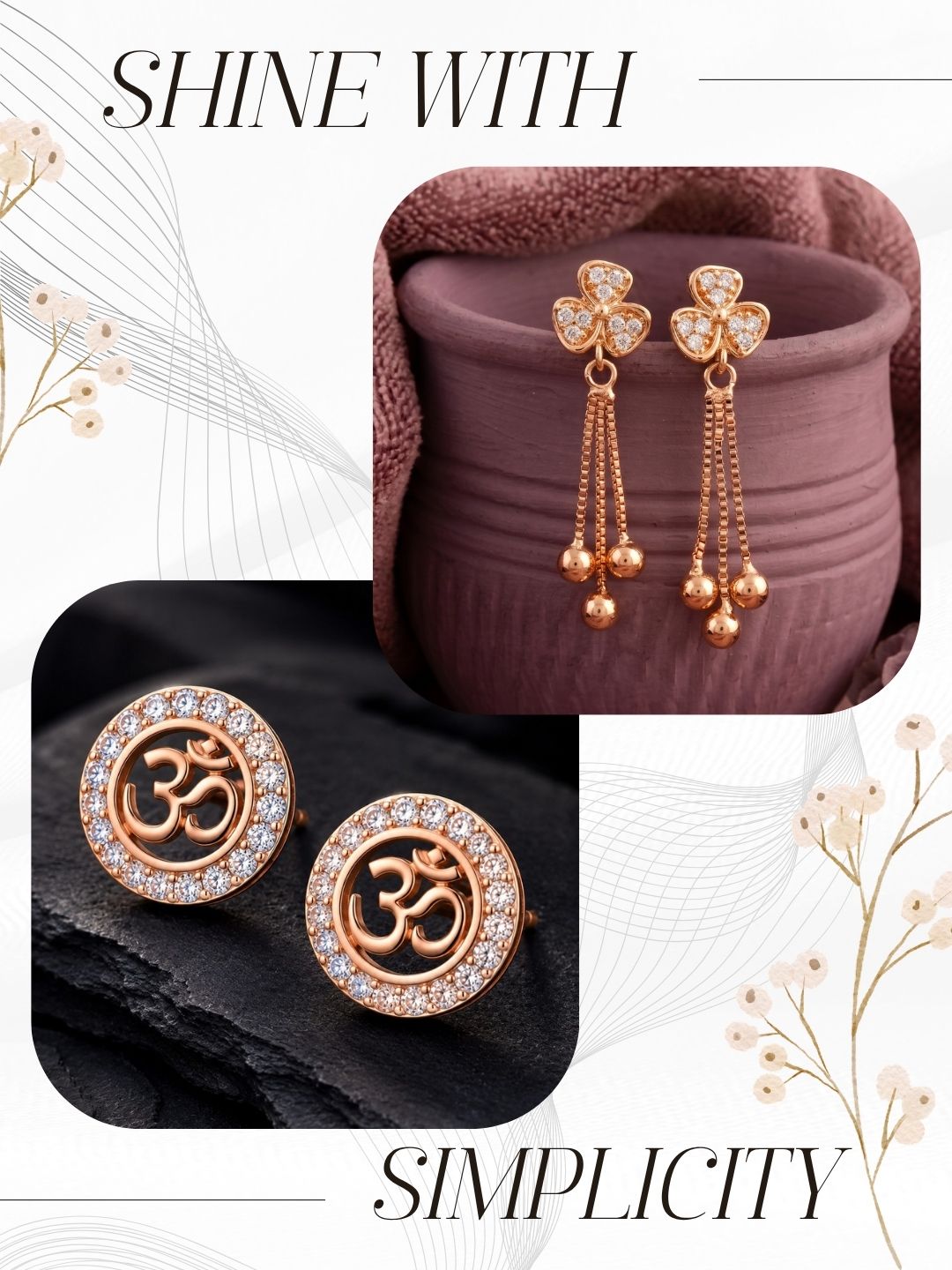 Elegant Sparkling Stone Stud Earrings Combo for Women and Girls