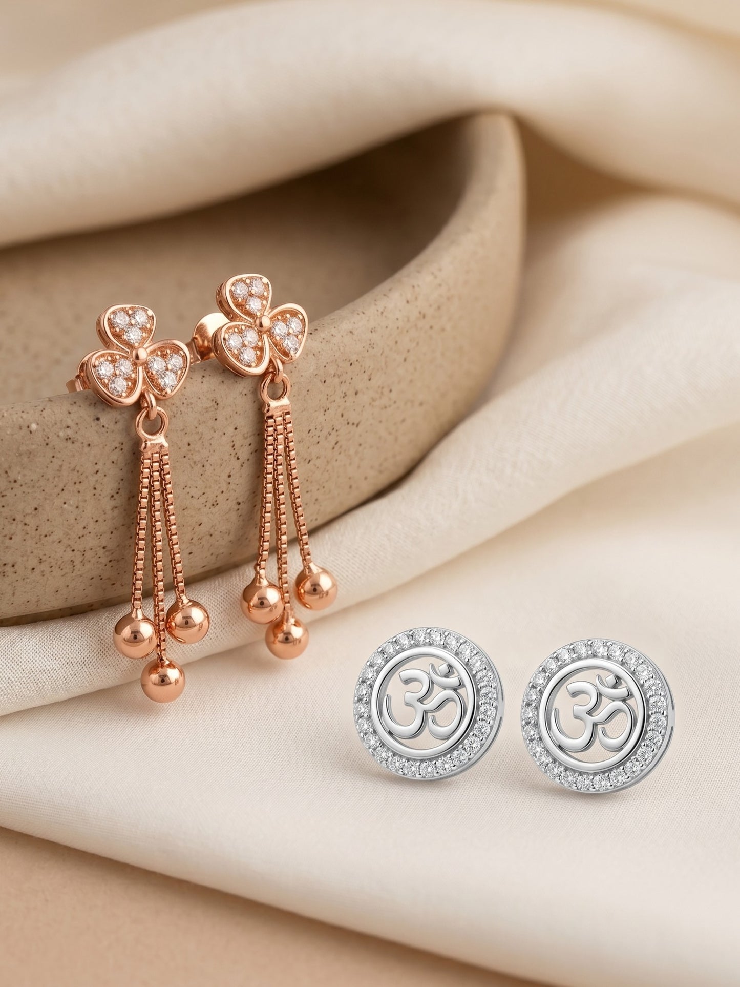 Elegant Sparkling Stone Stud Earrings Combo for Women and Girls