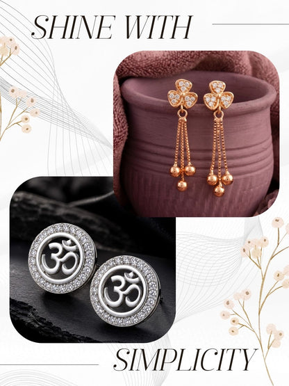 Elegant Sparkling Stone Stud Earrings Combo for Women and Girls