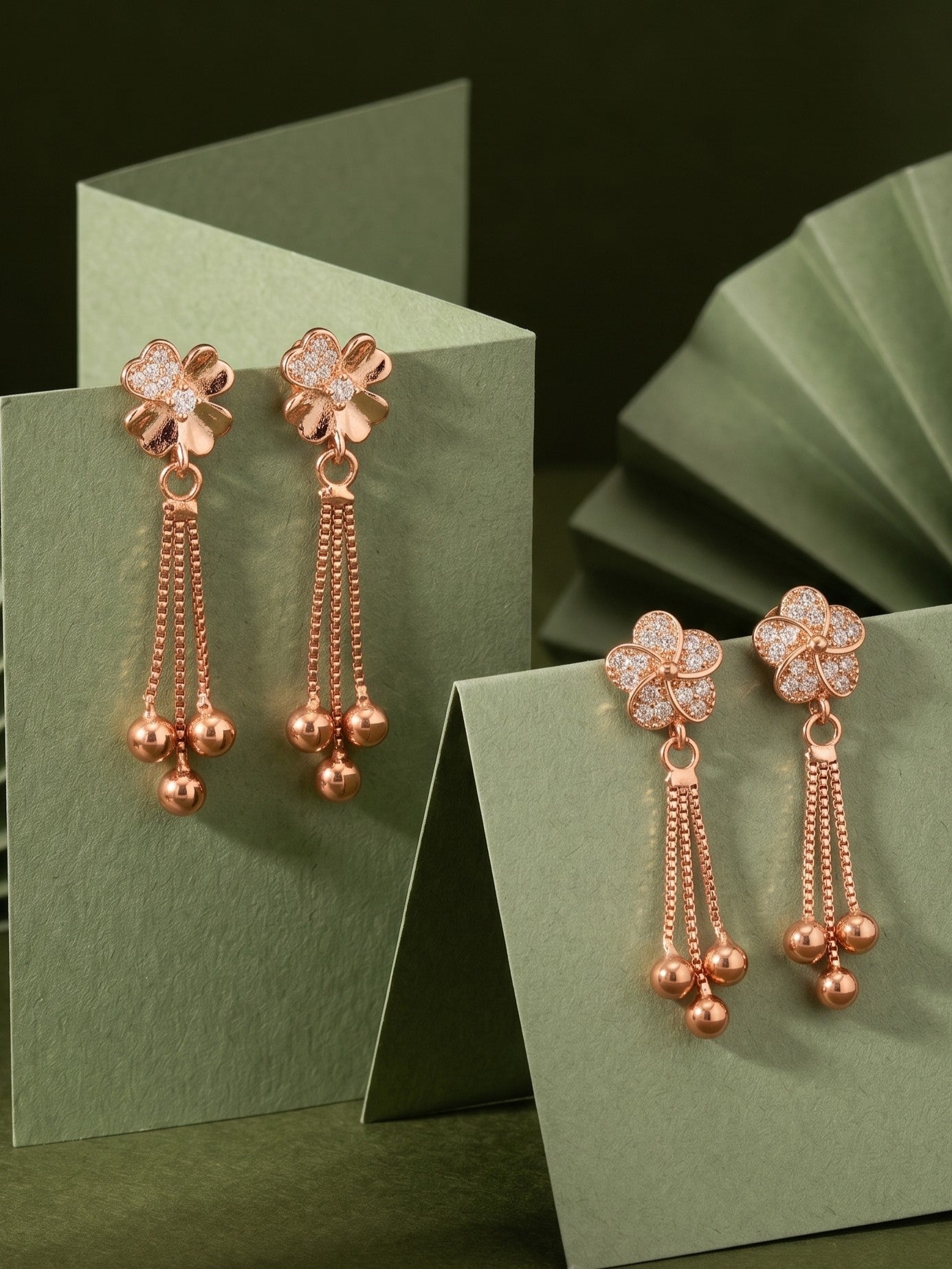 Elegant Sparkling Stone Stud Earrings Combo for Women and Girls