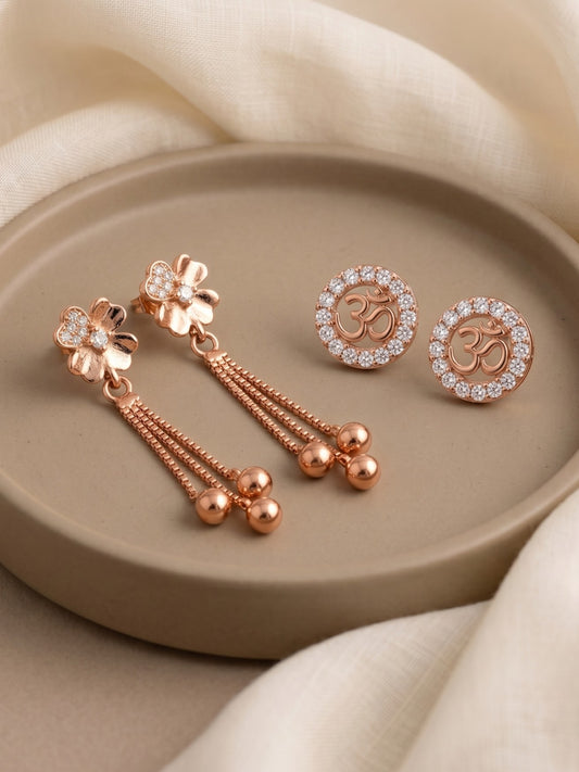 Elegant Sparkling Stone Stud Earrings Combo for Women and Girls