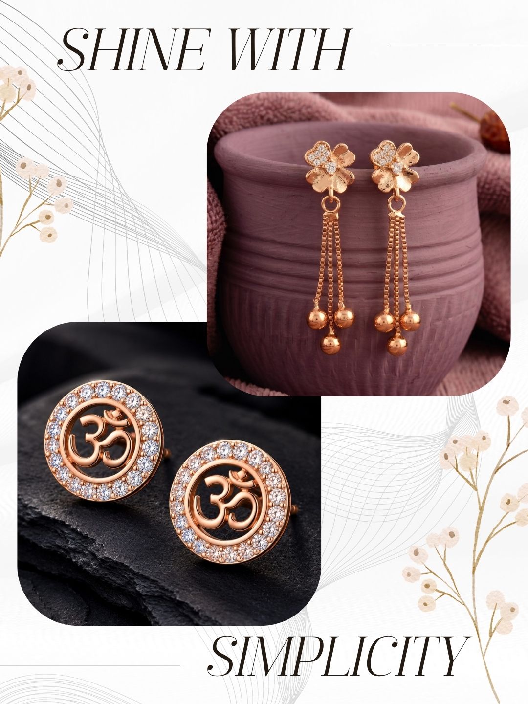 Elegant Sparkling Stone Stud Earrings Combo for Women and Girls