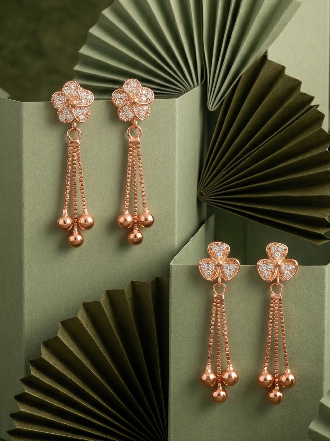 Elegant Sparkling Stone Stud Earrings Combo for Women and Girls