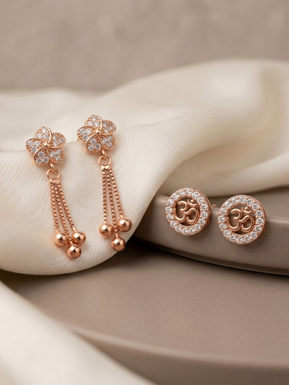 Elegant Sparkling Stone Stud Earrings Combo for Women and Girls