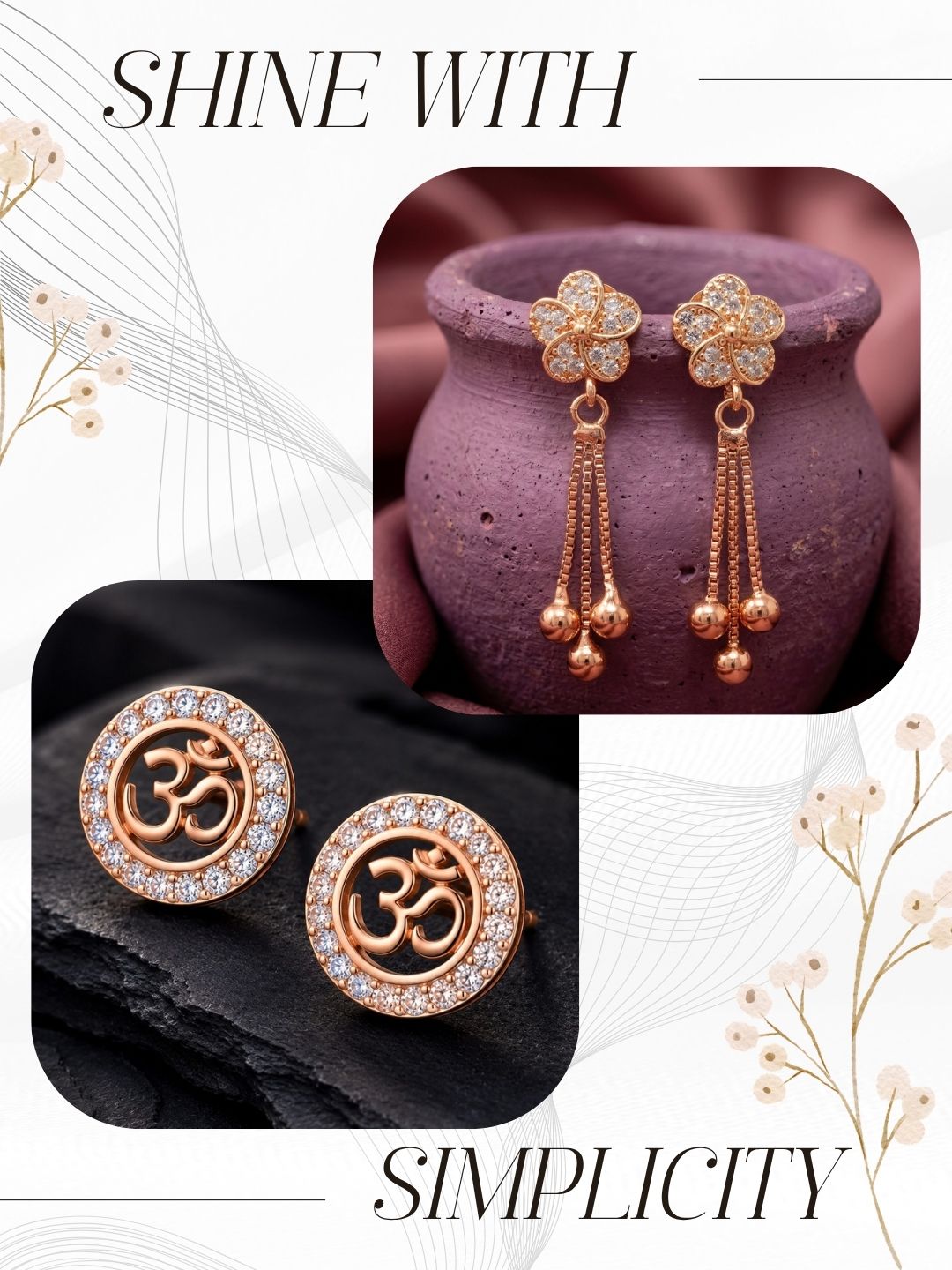 Elegant Sparkling Stone Stud Earrings Combo for Women and Girls