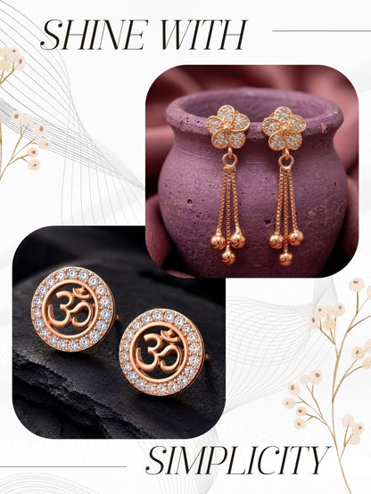 Elegant Sparkling Stone Stud Earrings Combo for Women and Girls
