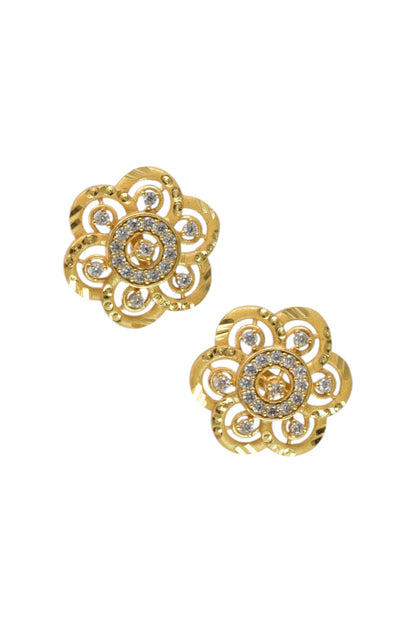 Gold-Toned Stone Stud Earrings with Elegant Finish for Women and Girls