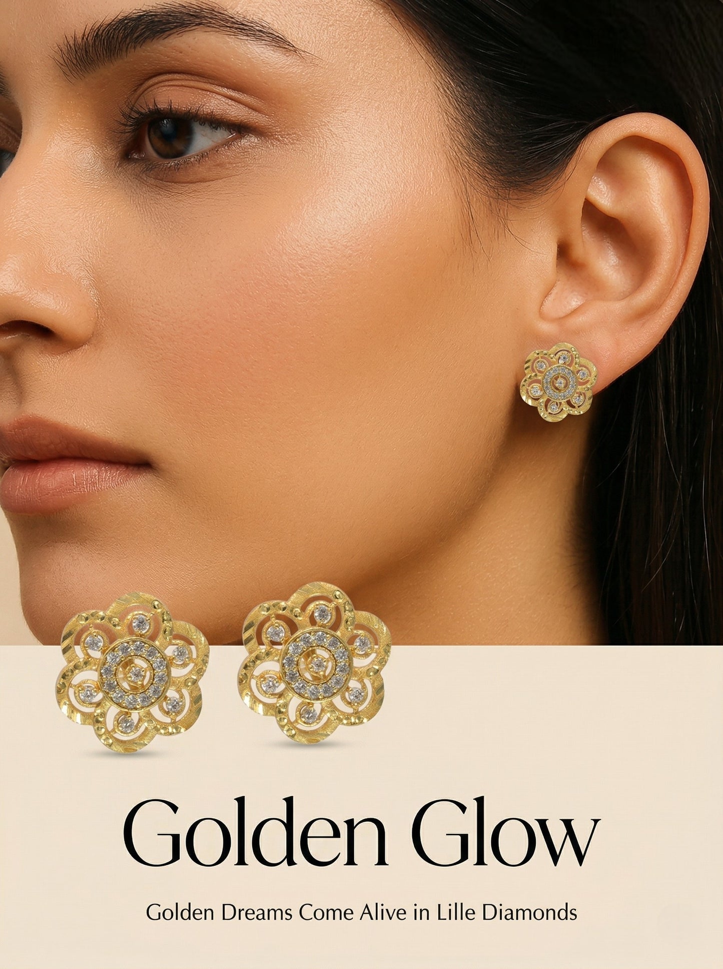 Gold-Toned Stone Stud Earrings with Elegant Finish for Women and Girls