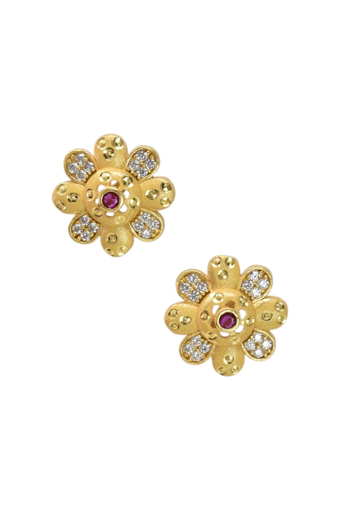 Gold-Toned Stone Stud Earrings with Elegant Finish for Women and Girls