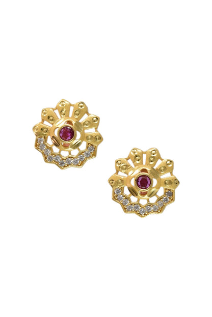 Gold-Toned Stone Stud Earrings with Elegant Finish for Women and Girls
