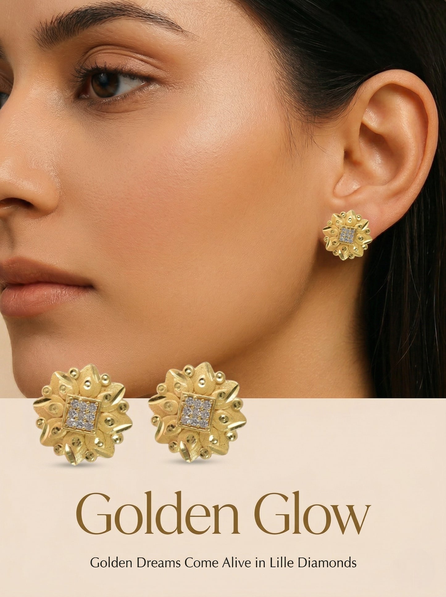 Gold-Toned Stone Stud Earrings with Elegant Finish for Women and Girls