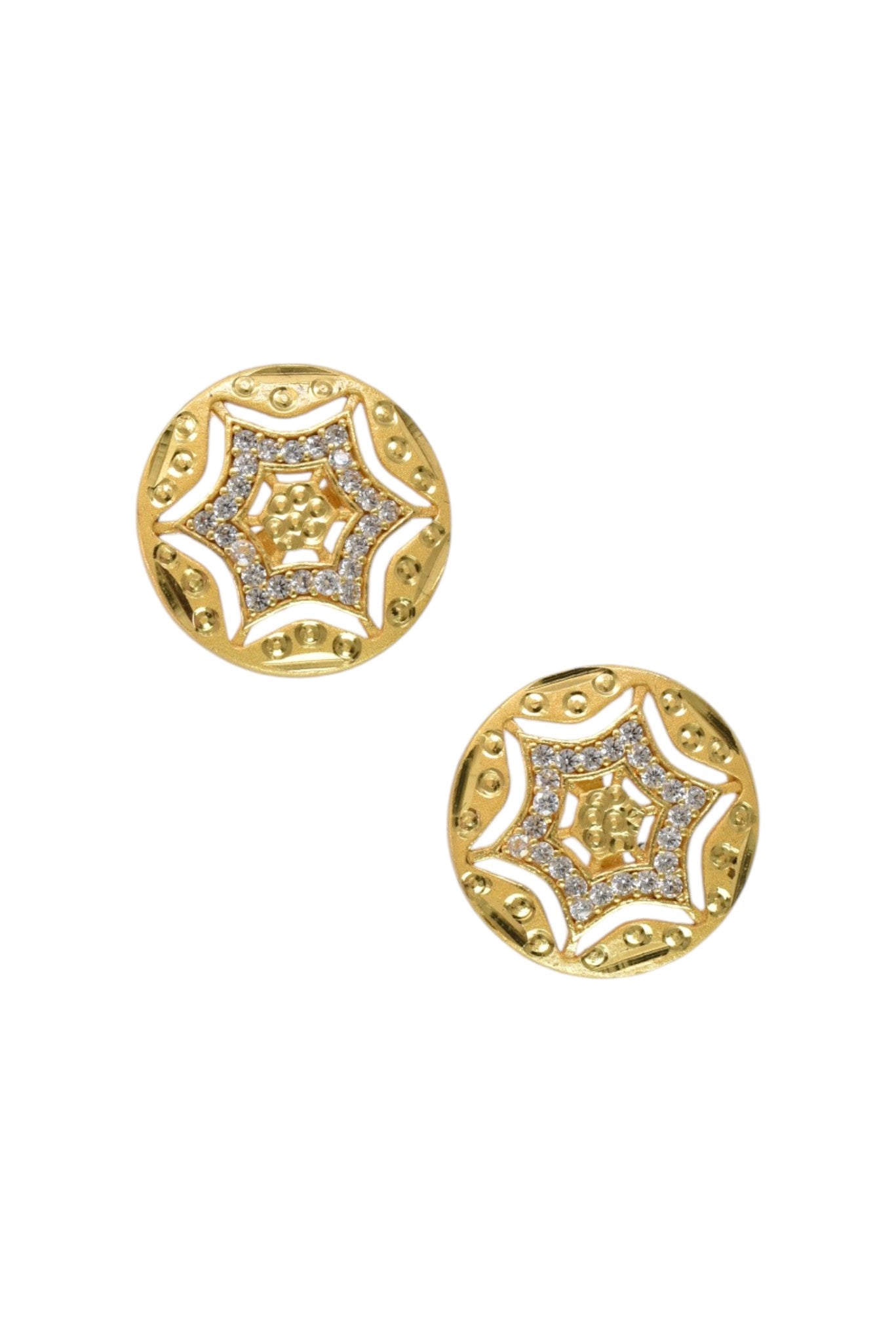 Gold-Toned Stone Stud Earrings with Elegant Finish for Women and Girls