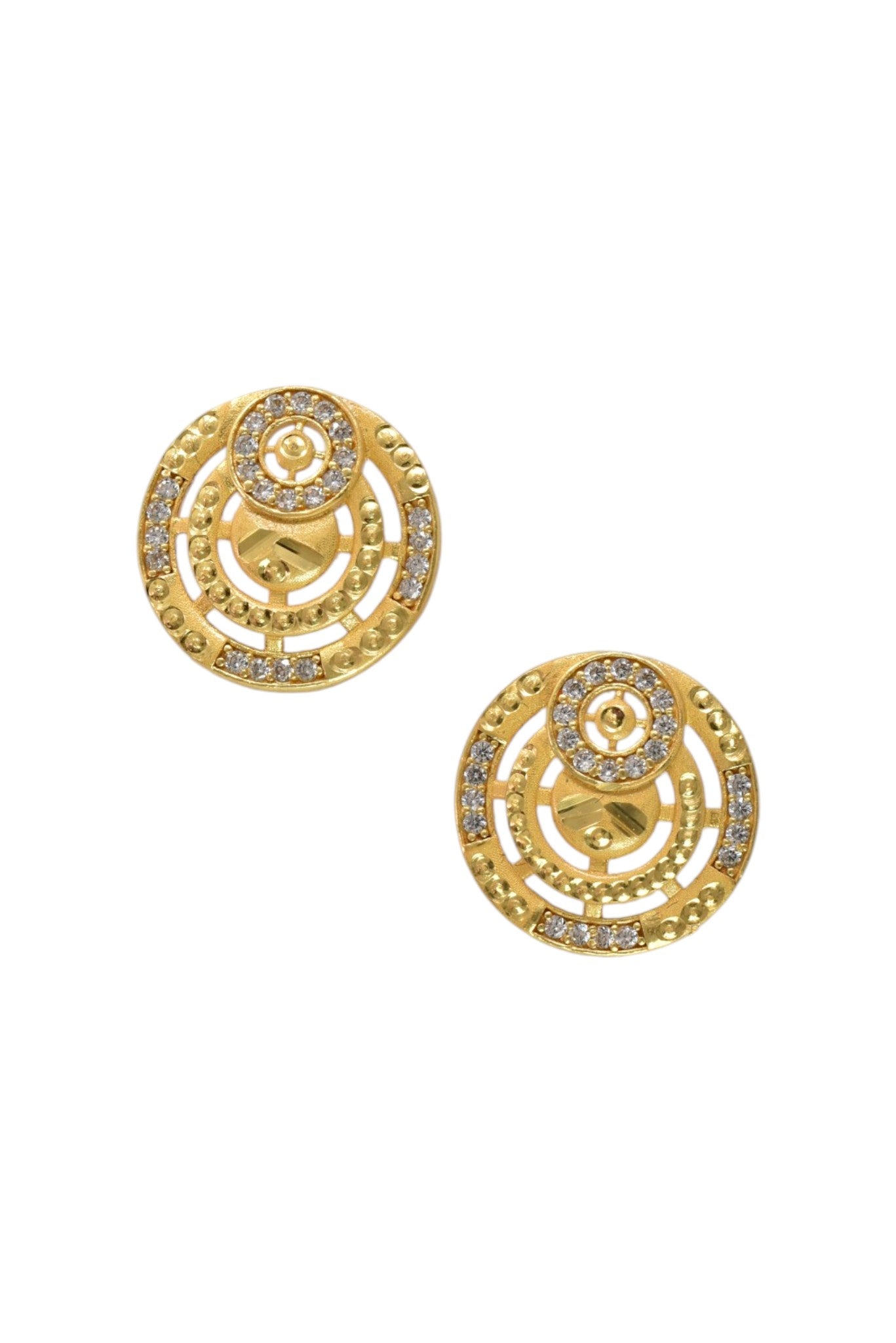 Gold-Toned Stone Stud Earrings with Elegant Finish for Women and Girls