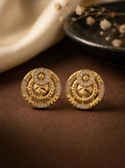 Gold-Toned Stone Stud Earrings with Elegant Finish for Women and Girls