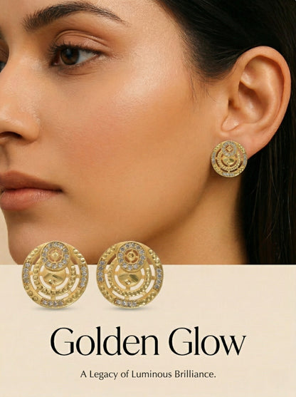 Gold-Toned Stone Stud Earrings with Elegant Finish for Women and Girls